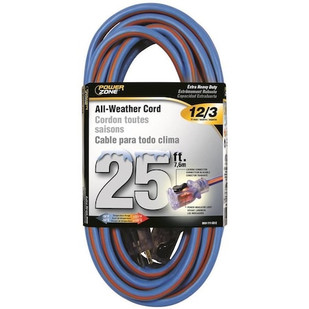 Cord Ext 12/3X25Ft Blu/Org Stp